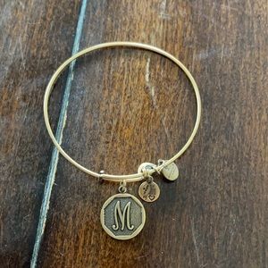 M charm alex and ani bracelet gold
